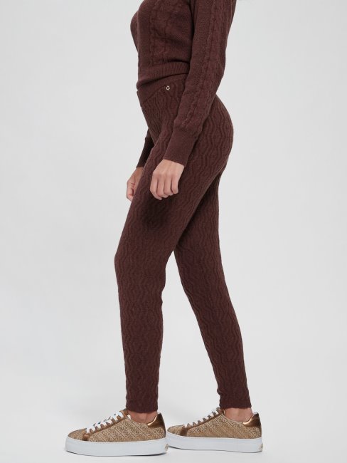 Chandail à Torsades Marron Leggings Guess