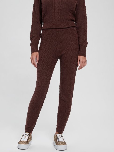 Chandail à Torsades Marron Leggings Guess
