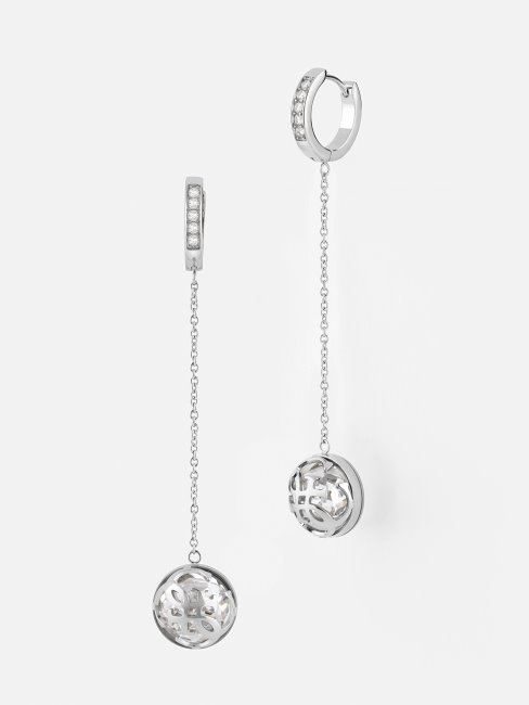 Boucles D'oreilles Boule En Argent Avec Logo Guess 4g