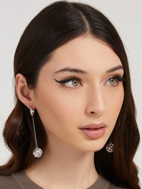 Boucles D'oreilles Boule En Argent Avec Logo Guess 4g