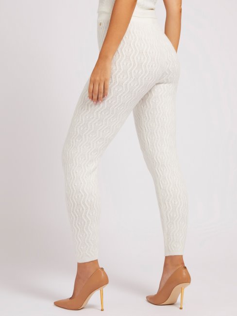 Guess Câbles Pull Leggings Blanc