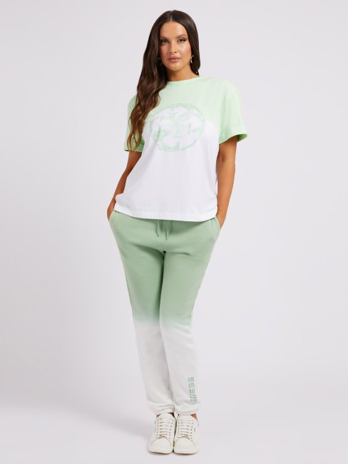 T-shirt Vert à Logo Tie-dye Devant Multi Guess