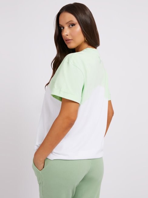 T-shirt Vert à Logo Tie-dye Devant Multi Guess