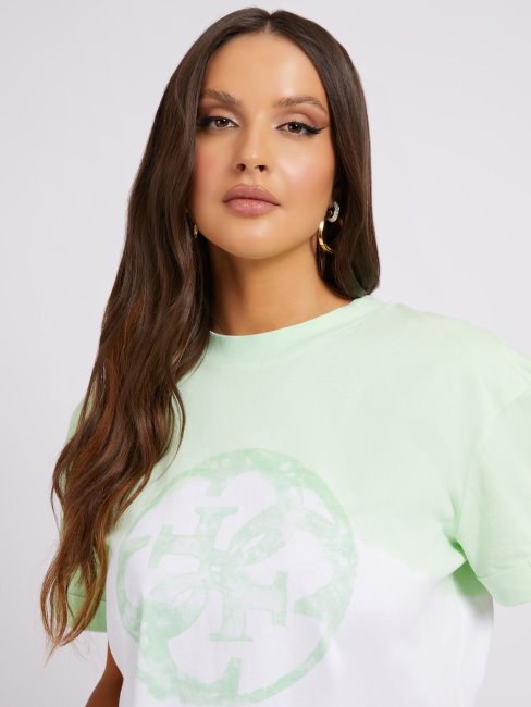 T-shirt Vert à Logo Tie-dye Devant Multi Guess