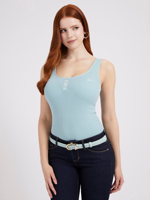 Guess Débardeur Bleu Clair Boutonné Devant