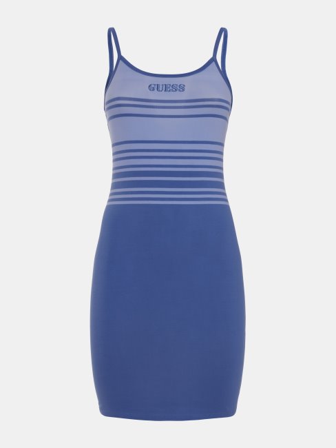 Robe à Rayures Logo Sur Le Devant Bleu Guess