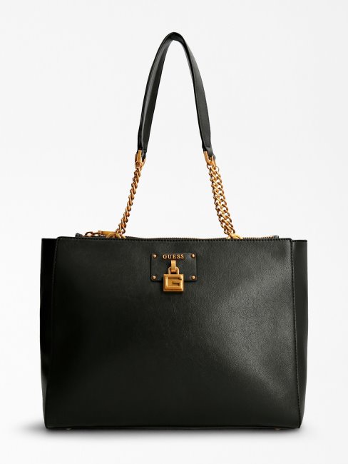 Shopper Noir Centre De Scène Avec Chaînes Guess