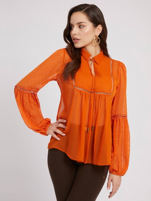 Blouse En Mousseline Orange Guess