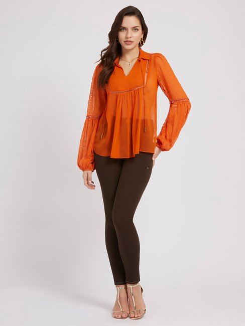 Blouse En Mousseline Orange Guess