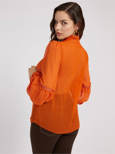 Blouse En Mousseline Orange Guess