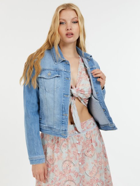 Guess Veste Bleu En Jean Coupe Classique
