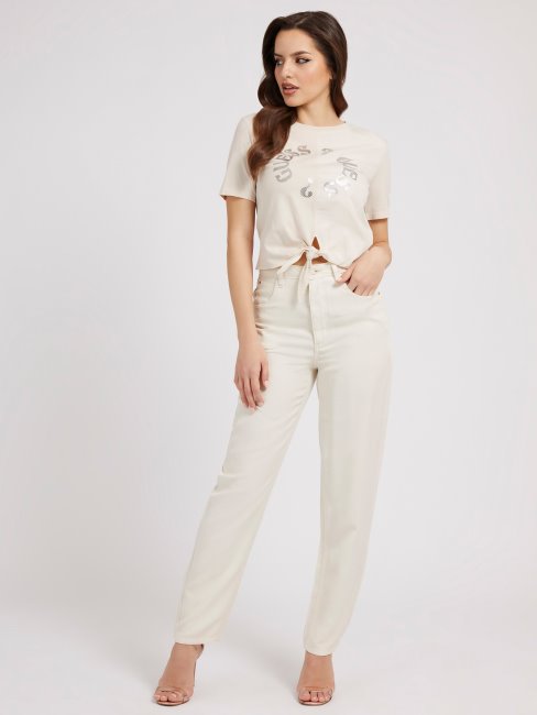 Pantalon Denim Coupe Relax Beige Guess