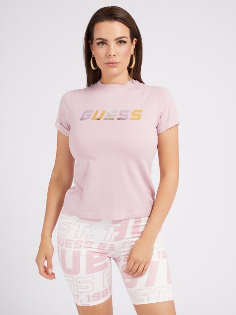 Tee Shirt Violet Logo Devant Guess