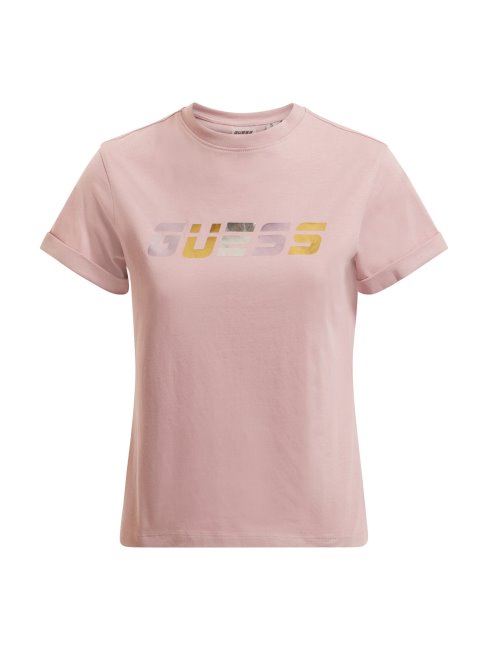 Tee Shirt Violet Logo Devant Guess