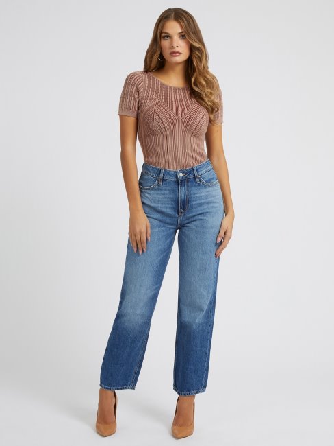 Pantalon En Denim Coupe Décontractée Guess Bleu