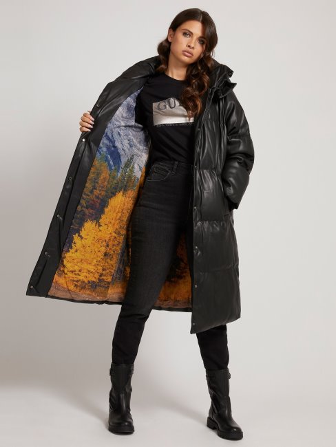 Doudoune Simili Cuir Guess Noir