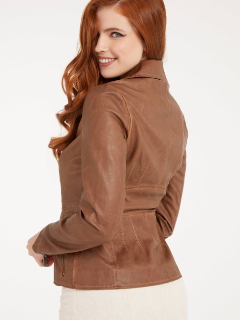 Guess Veste Simili Cuir Marron