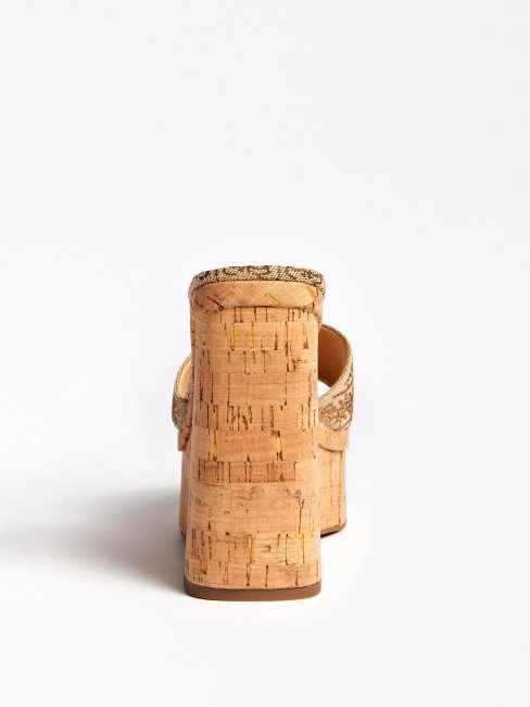 Catiae 4g Mule Compensée Logo Guess Beige