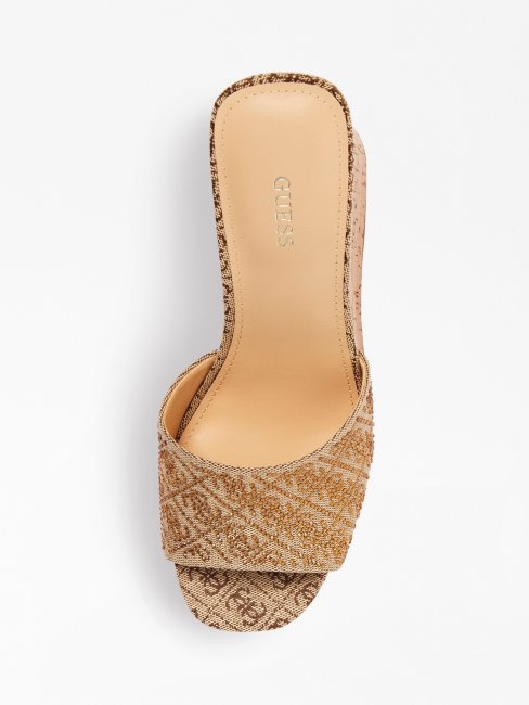 Catiae 4g Mule Compensée Logo Guess Beige