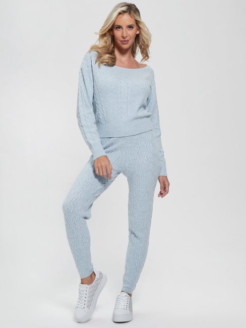 Pull Bleu En Cachemire Mélangé Torsadé Guess