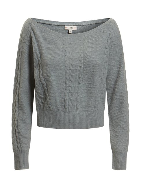 Pull Bleu En Cachemire Mélangé Torsadé Guess