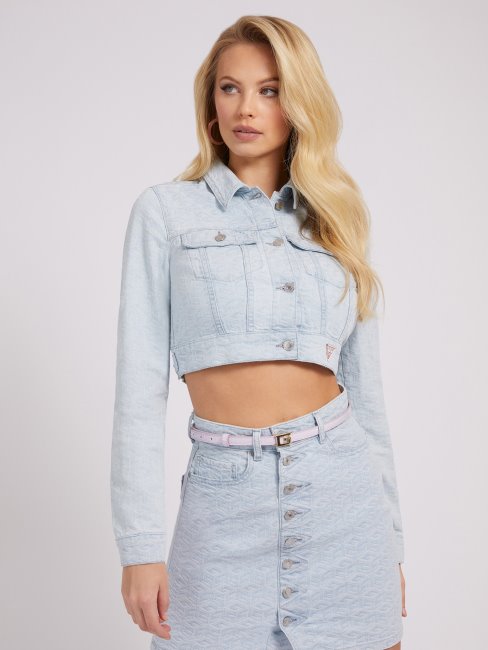 Veste En Jean Bleue à Logo Guess All Over