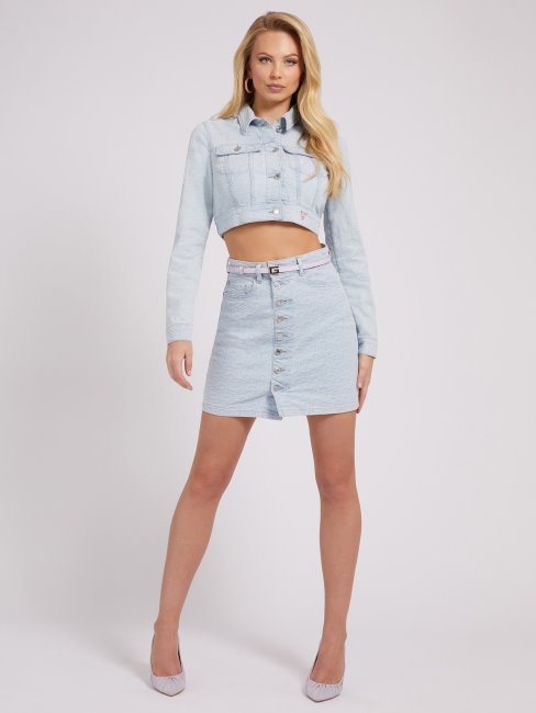 Veste En Jean Bleue à Logo Guess All Over