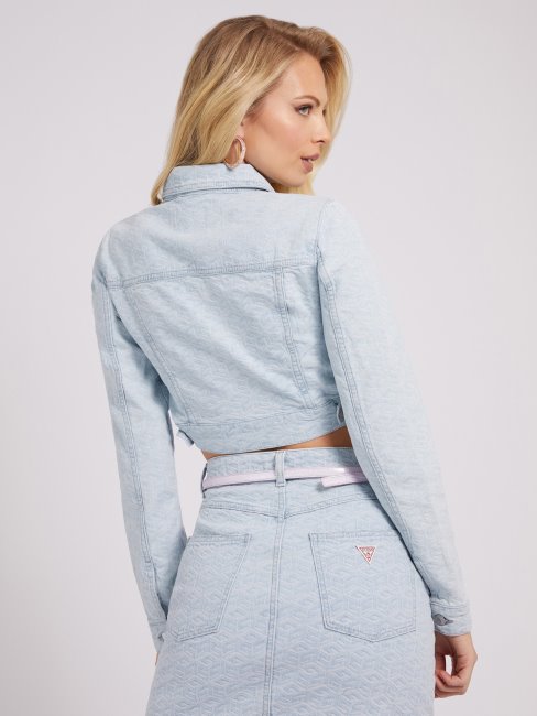 Veste En Jean Bleue à Logo Guess All Over