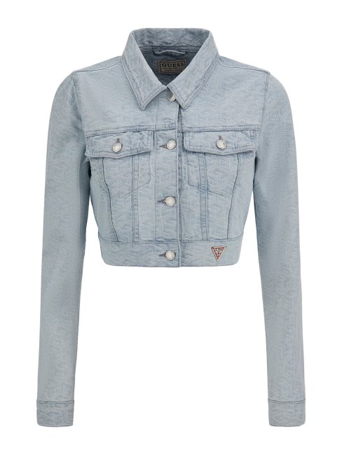 Veste En Jean Bleue à Logo Guess All Over