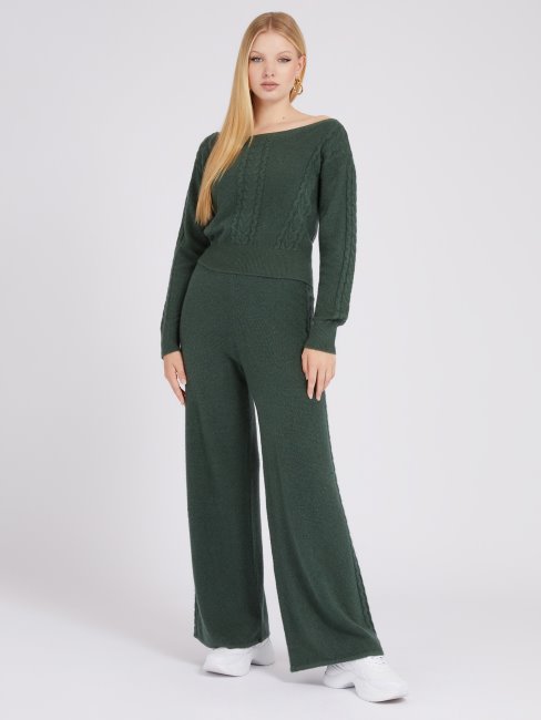 Guess Câbles Chandail Jambe Large Pantalon Vert