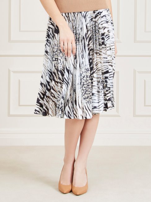 Jupe En Satin Plissé Marciano Blanc Multi Guess