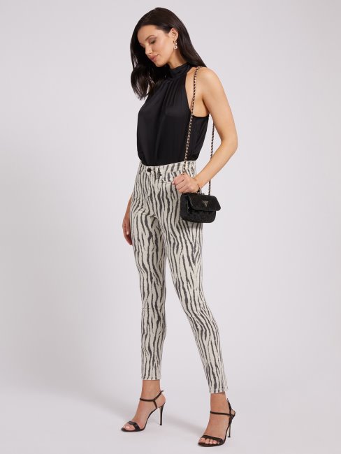 Pantalon En Denim Imprimé Zèbre Animalier Guess