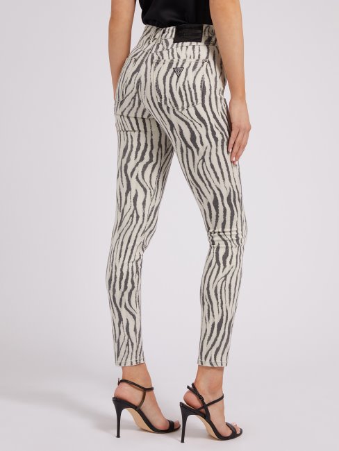 Pantalon En Denim Imprimé Zèbre Animalier Guess