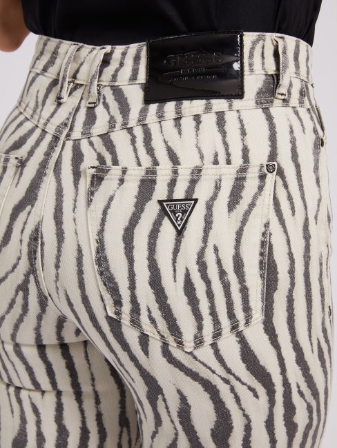 Pantalon En Denim Imprimé Zèbre Animalier Guess