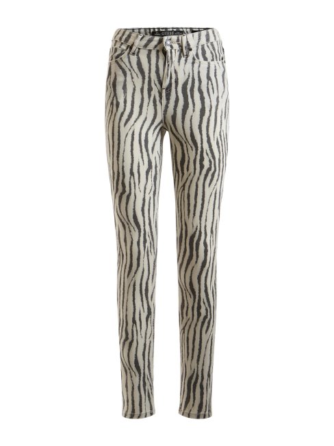 Pantalon En Denim Imprimé Zèbre Animalier Guess