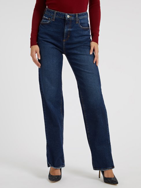 Guess Pantalon Droit En Denim Bleu