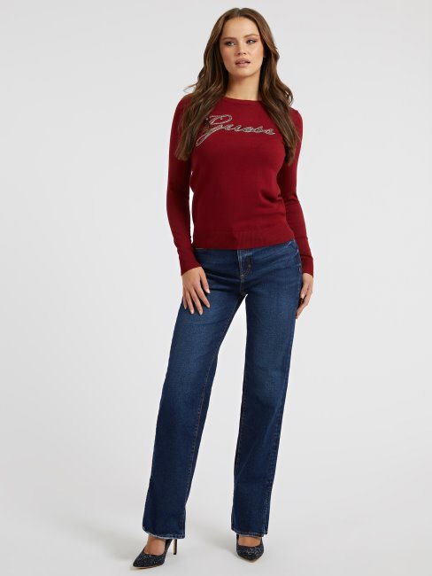 Guess Pantalon Droit En Denim Bleu