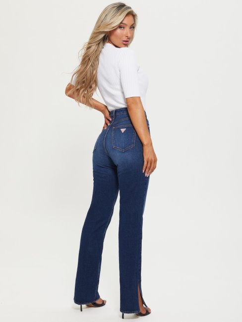 Guess Pantalon Droit En Denim Bleu