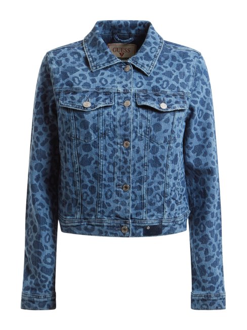 Veste En Jean Imprimé Animalier Bleu Guess
