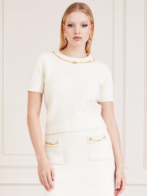 Pull Beige Détail Chaîne Marciano Top Guess