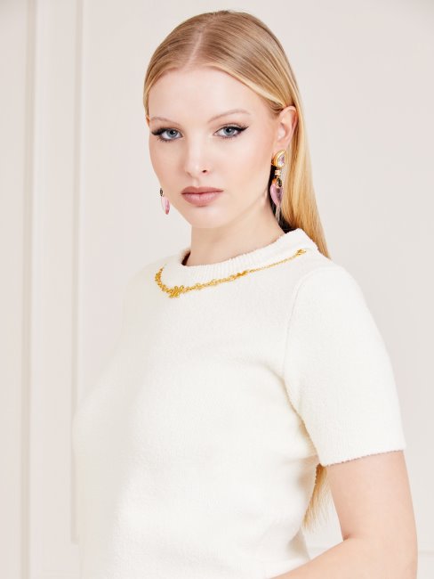 Pull Beige Détail Chaîne Marciano Top Guess