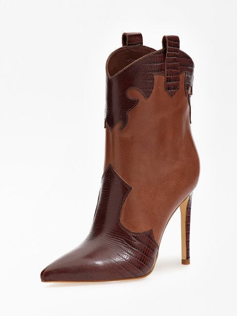 Guess Bottines Breann En Cuir Véritable Beige