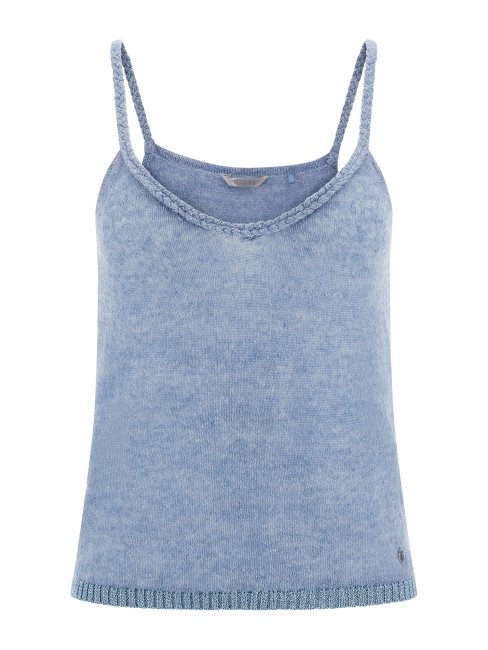 Guess Cardigan Long Fil Lurex Bleu Clair