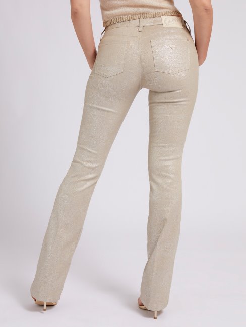 Pantalon Bootcut Imprimé Animalier Beige Guess