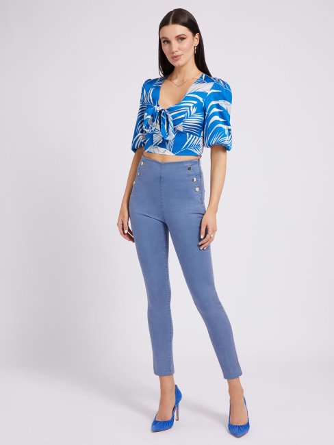 Pantalon à Boutons Apparents Guess Bleu Clair