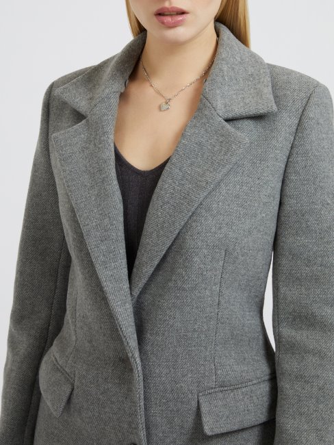 Guess Manteau En Laine Mélangée à Col En Fausse Fourrure Gris