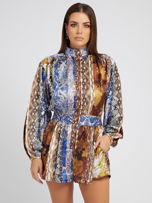 Combinaison Courte Imprimée Sur L'ensemble Motif Multicolore Guess