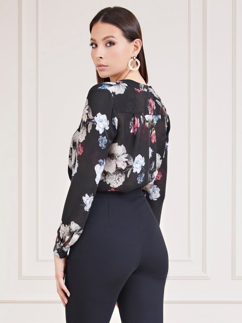Guess Marciano Chemisier En Soie Fantaisie Florale