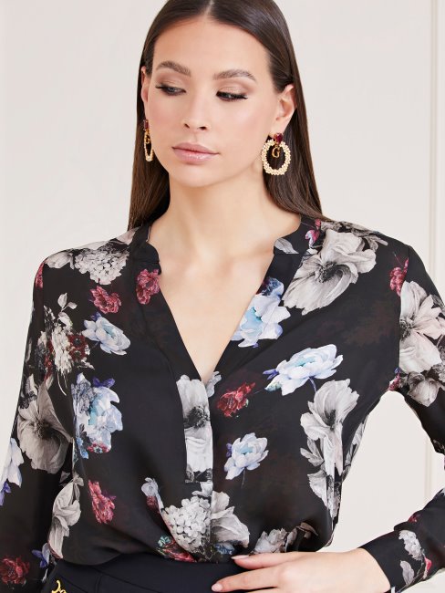 Guess Marciano Chemisier En Soie Fantaisie Florale