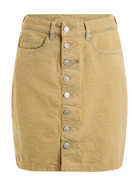 Jupe Denim All Over Logo Guess Jaune